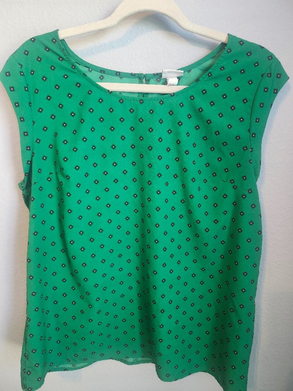 Merona Women's Green Floral Print Cap Sleeve Blouse Size Large